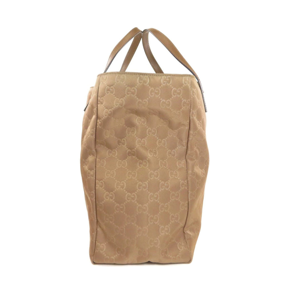 Gucci brown leather bag trim canvas tote GG - Picture 3 of 11